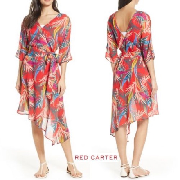 Red Carter Red Tropical Dress Size L - Picture 1 of 8